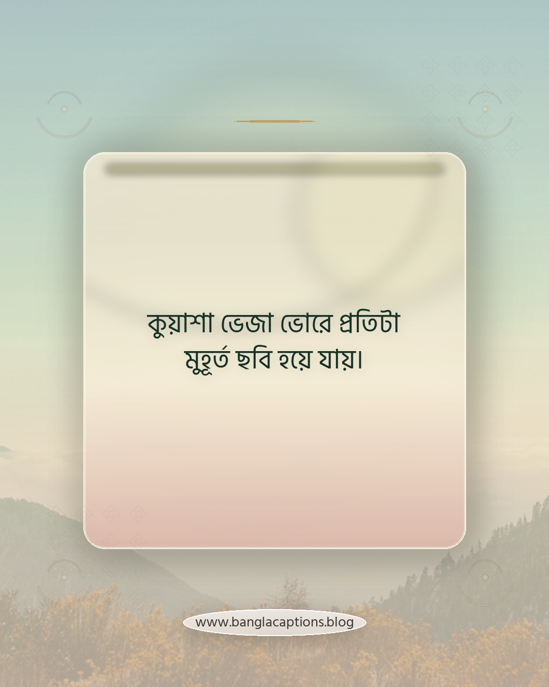 কুয়াশা ভেজা ভোরে প্রতিটা মুহূর্ত ছবি হয়ে যায়। - ভোরের কুয়াশা নিয়ে ক্যাপশন