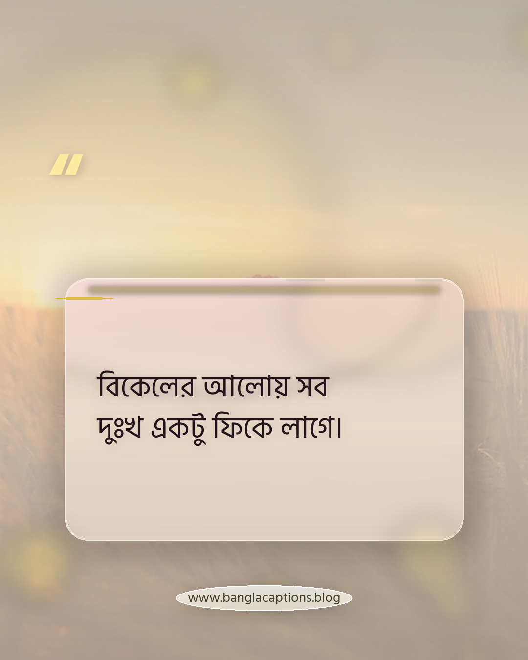 বিকেলের আলোয় সব দুঃখ একটু ফিকে লাগে। - বিকালের ক্যাপশন