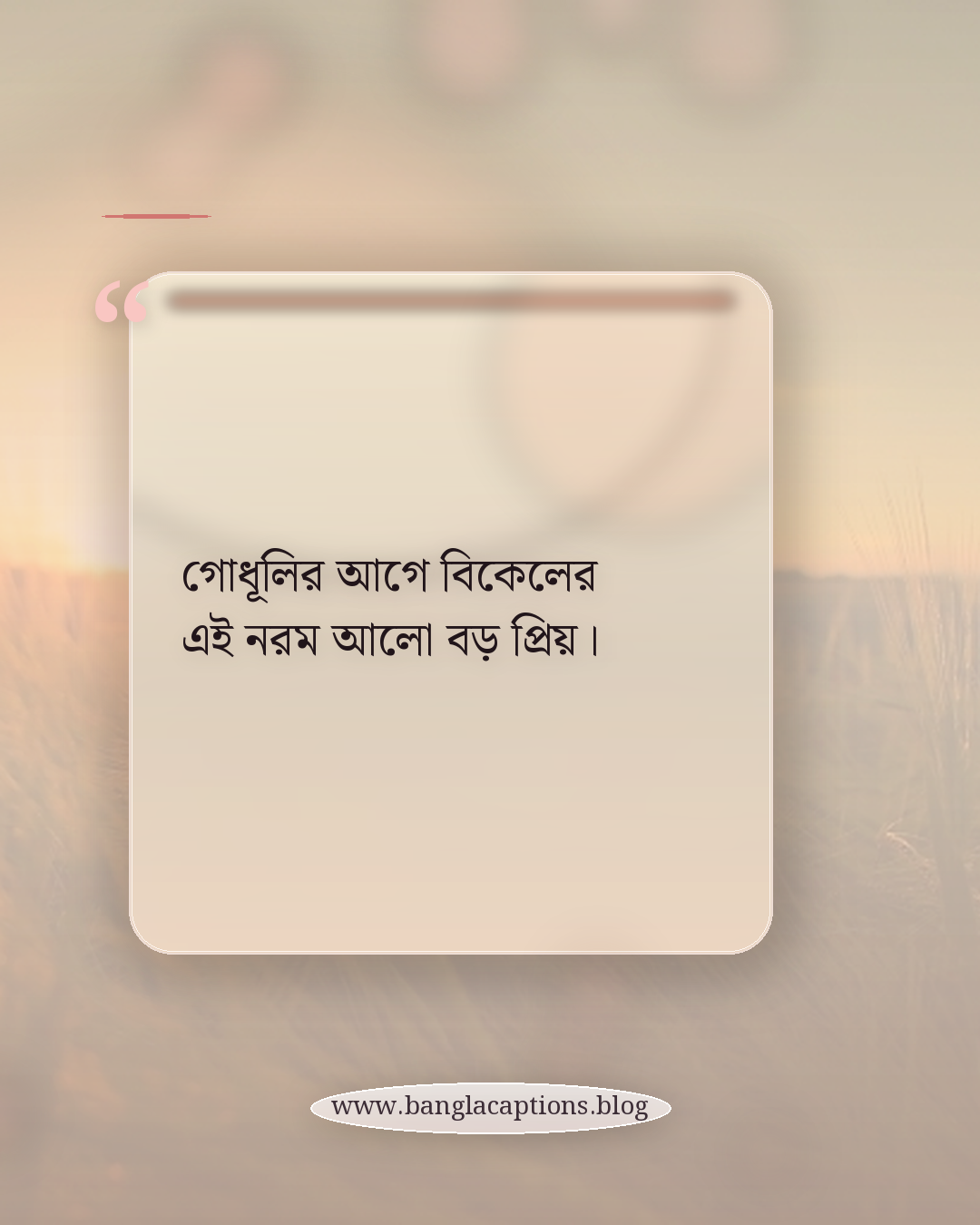 গোধূলির আগে বিকেলের এই নরম আলো বড় প্রিয়। - বিকেলের প্রকৃতি নিয়ে ক্যাপশন