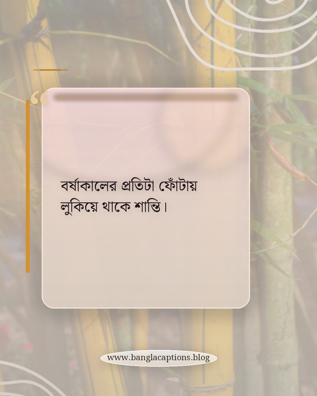বর্ষাকালের প্রতিটা ফোঁটায় লুকিয়ে থাকে শান্তি। - বর্ষাকালের ক্যাপশন