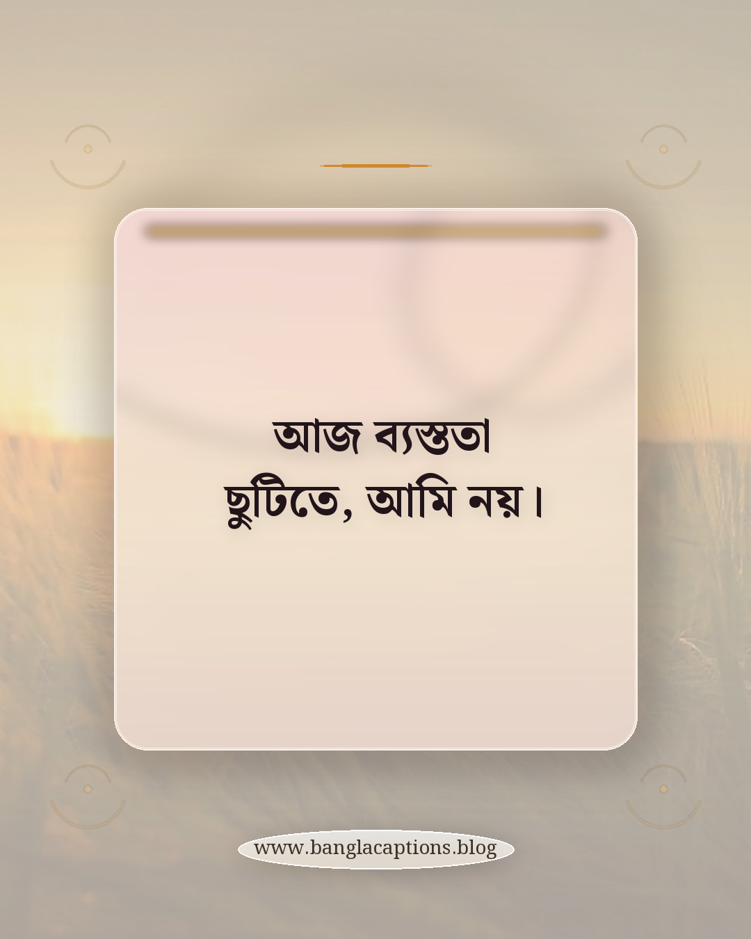 আজ ব্যস্ততা ছুটিতে, আমি নয়। - ছুটি নিয়ে স্ট্যাটাস