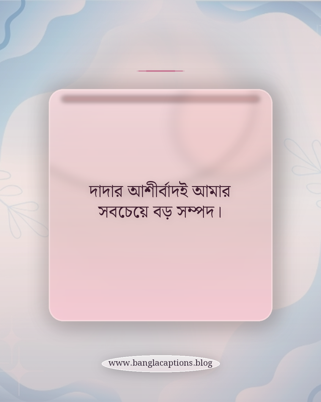 দাদার আশীর্বাদই আমার সবচেয়ে বড় সম্পদ। - দাদা কে নিয়ে ক্যাপশন