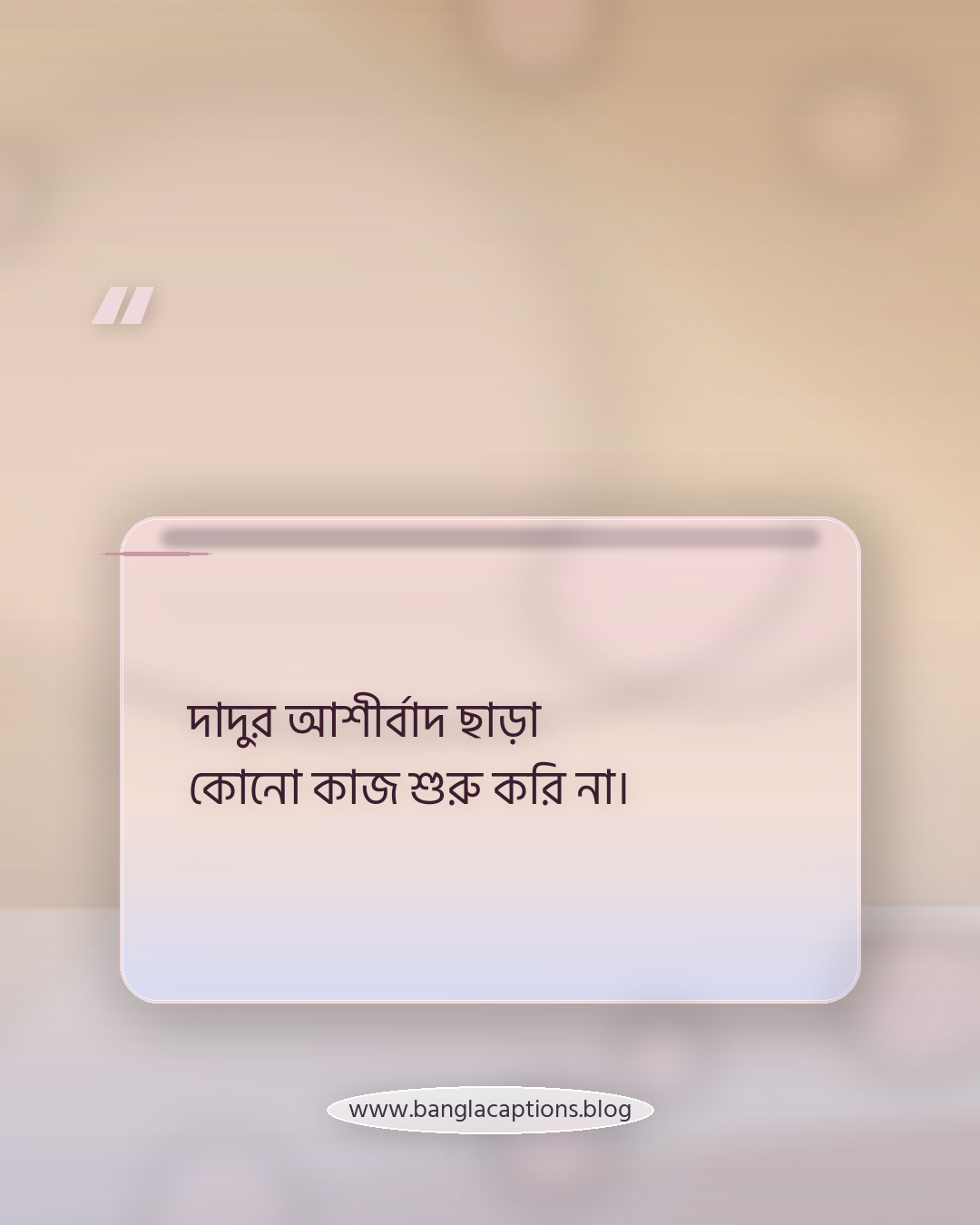 দাদুর আশীর্বাদ ছাড়া কোনো কাজ শুরু করি না। - দাদুকে নিয়ে ক্যাপশন