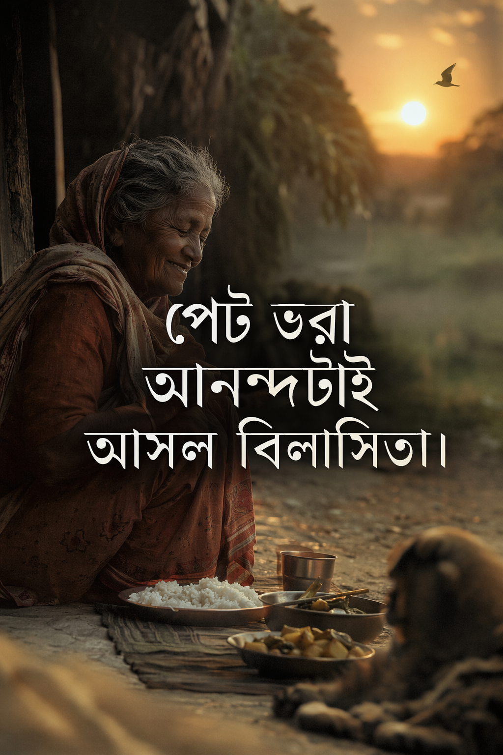 খাবার নিয়ে ক্যাপশন - পেট ভরা আনন্দটাই আসল বিলাসিতা।