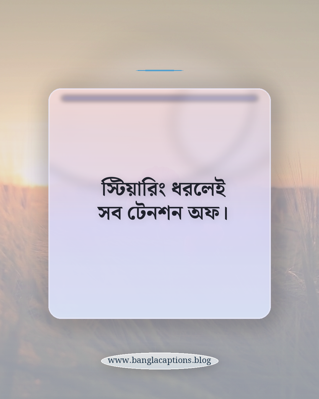 স্টিয়ারিং ধরলেই সব টেনশন অফ। - গাড়ির ক্যাপশন