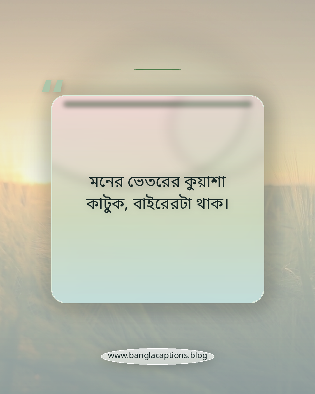মনের ভেতরের কুয়াশা কাটুক, বাইরেরটা থাক। - কুয়াশার ক্যাপশন