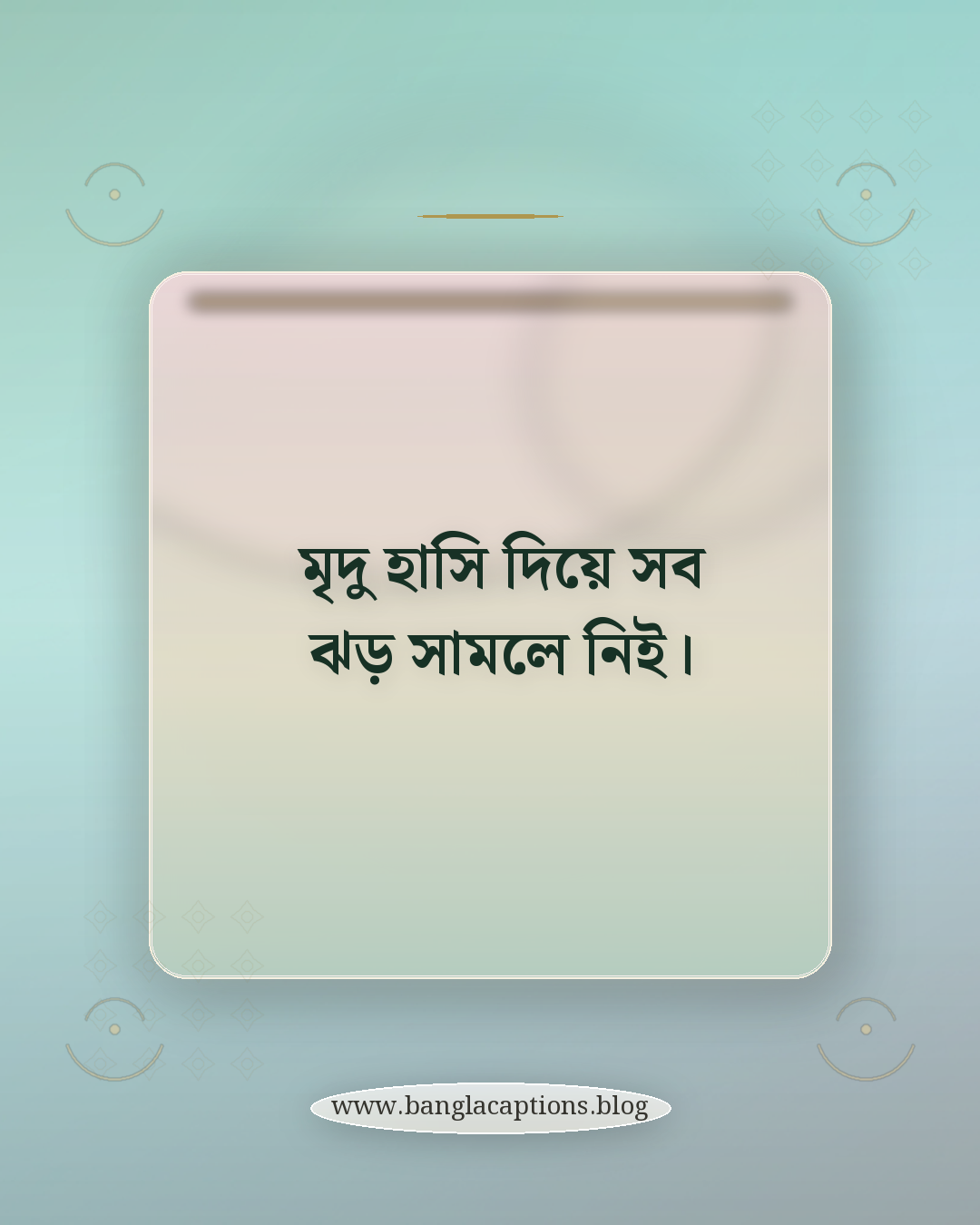 মৃদু হাসি দিয়ে সব ঝড় সামলে নিই। - মৃদু হাসি নিয়ে ক্যাপশন