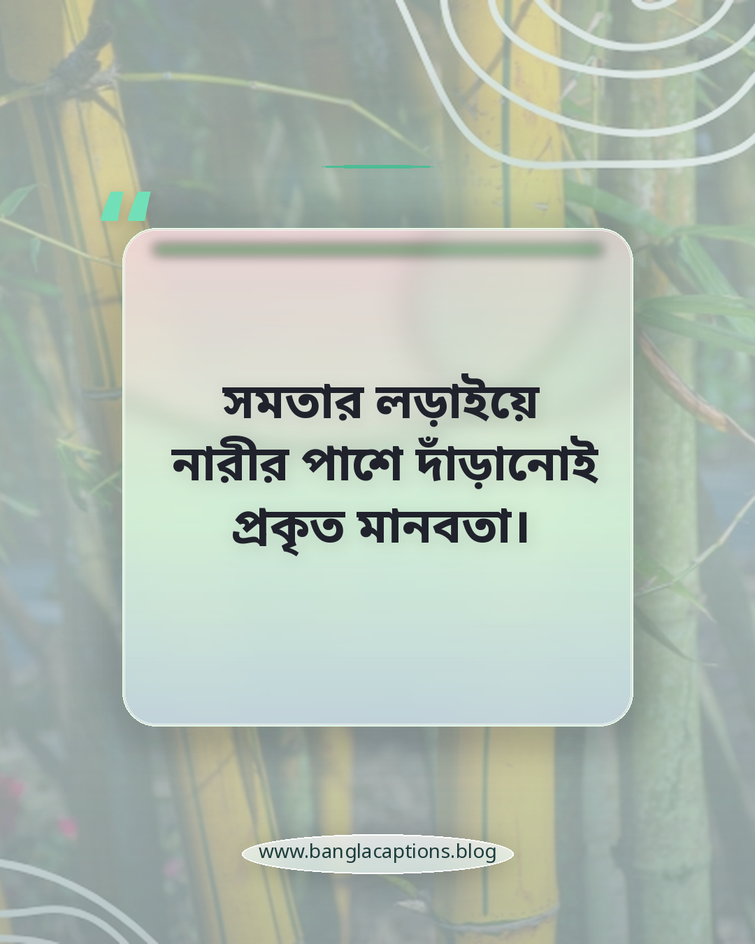 সমতার লড়াইয়ে নারীর পাশে দাঁড়ানোই প্রকৃত মানবতা। - নারী দিবস নিয়ে উক্তি