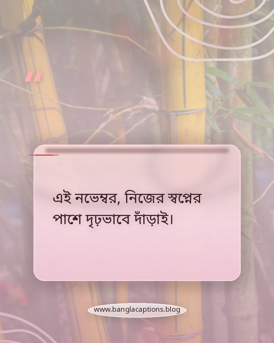 এই নভেম্বর, নিজের স্বপ্নের পাশে দৃঢ়ভাবে দাঁড়াই। - নভেম্বর মাস নিয়ে স্ট্যাটাস