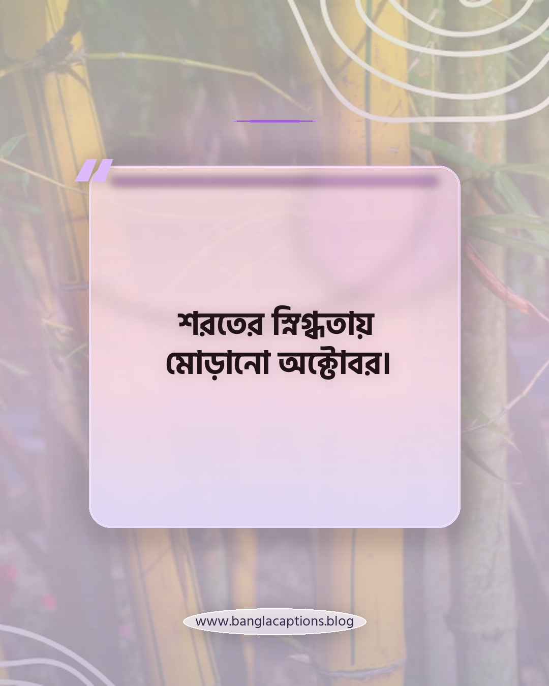 শরতের স্নিগ্ধতায় মোড়ানো অক্টোবর। - অক্টোবর মাস নিয়ে ক্যাপশন