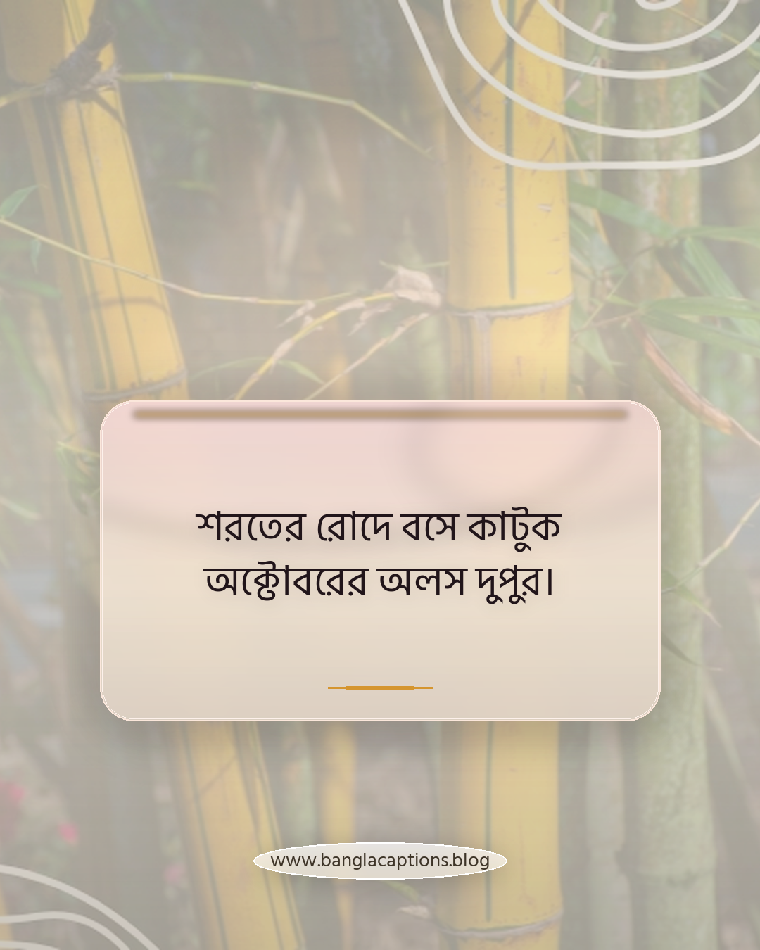 শরতের রোদে বসে কাটুক অক্টোবরের অলস দুপুর। - অক্টোবর মাস নিয়ে স্ট্যাটাস