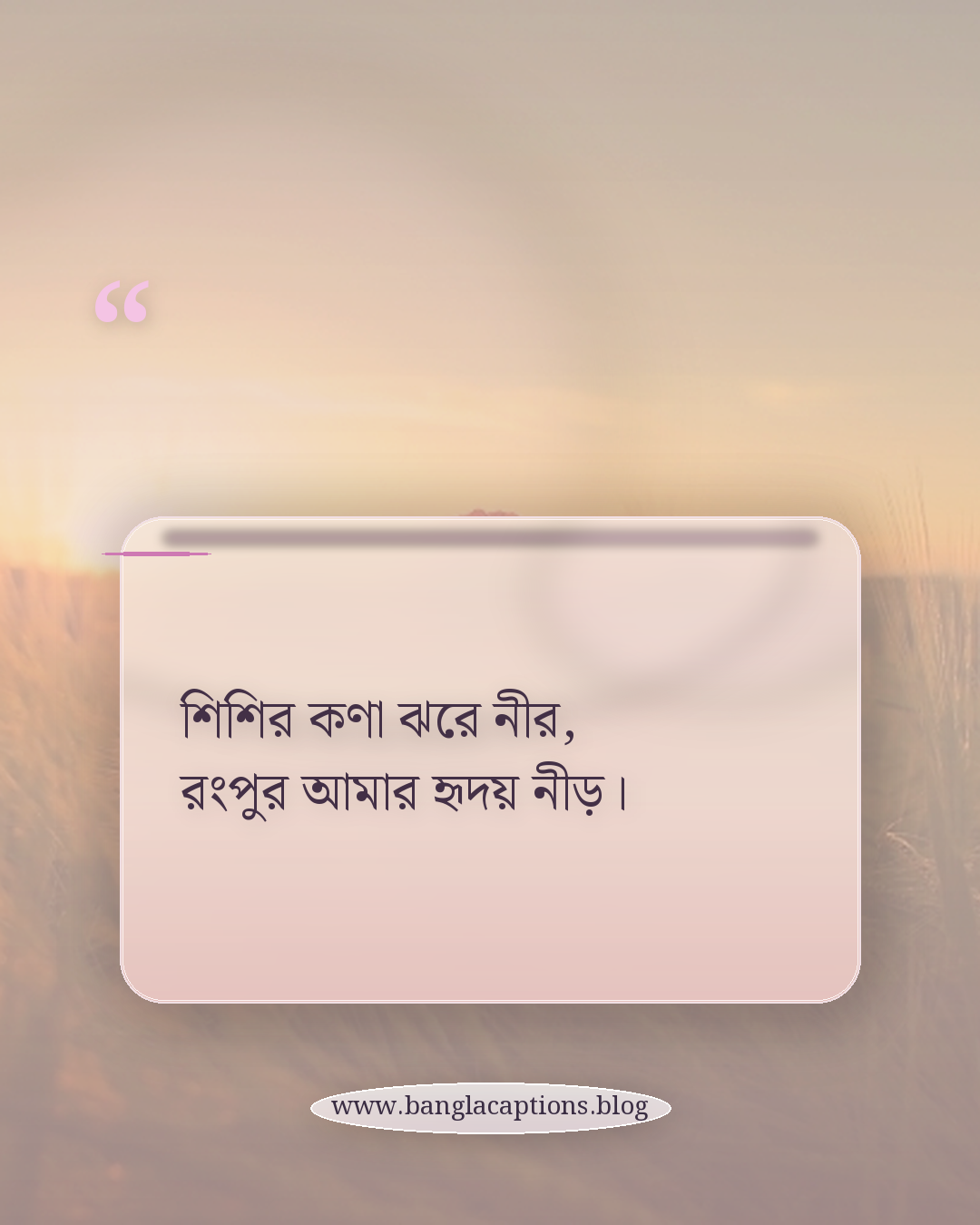 শিশির কণা ঝরে নীর, রংপুর আমার হৃদয় নীড়। - রংপুর নিয়ে ছন্দ