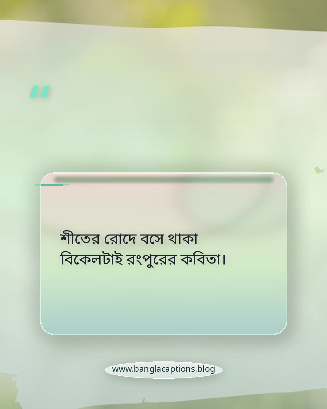 শীতের রোদে বসে থাকা বিকেলটাই রংপুরের কবিতা। - রংপুর নিয়ে কবিতা