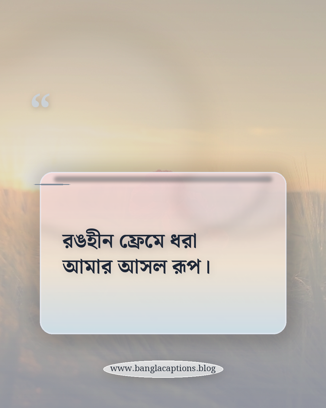 রঙহীন ফ্রেমে ধরা আমার আসল রূপ। - সাদাকালো ক্যাপশন