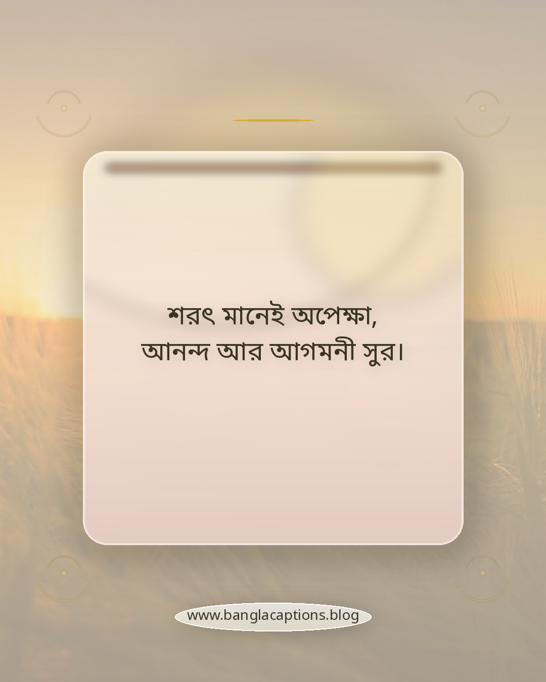 শরৎ মানেই অপেক্ষা, আনন্দ আর আগমনী সুর। - শরৎ নিয়ে ক্যাপশন