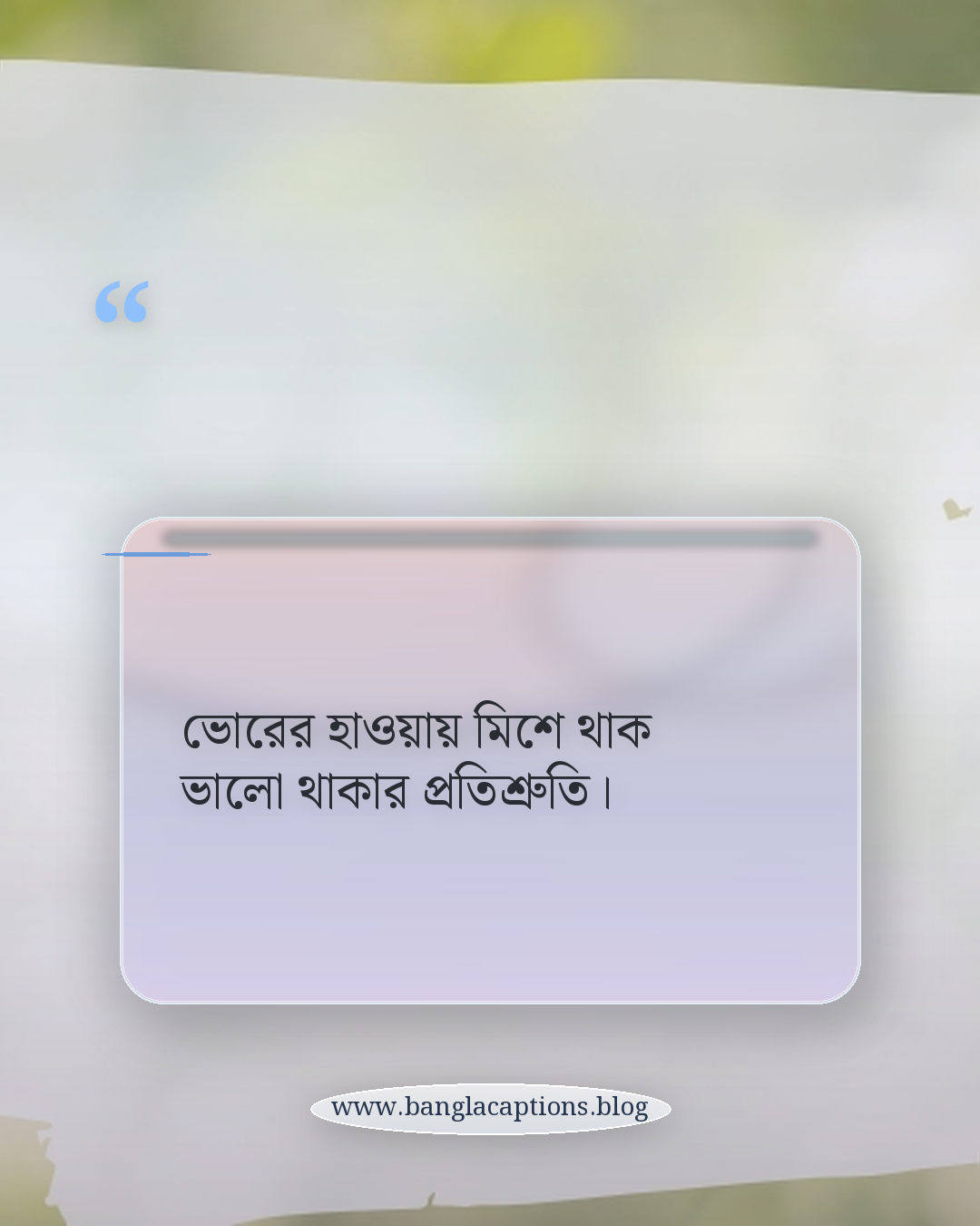 ভোরের হাওয়ায় মিশে থাক ভালো থাকার প্রতিশ্রুতি। - সকাল বেলা নিয়ে ক্যাপশন