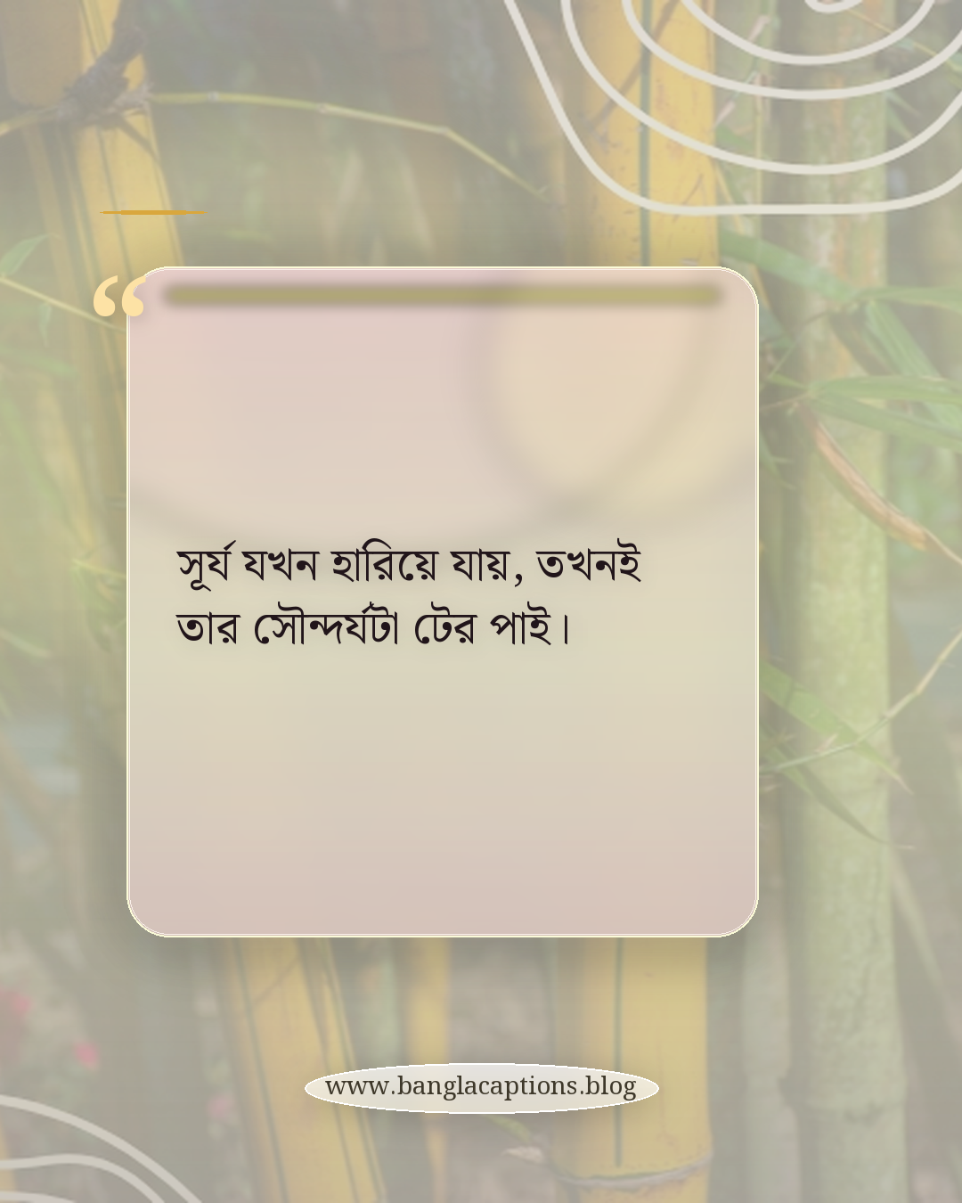 সূর্য যখন হারিয়ে যায়, তখনই তার সৌন্দর্যটা টের পাই। - সূর্য অস্ত যাওয়ার সময় ক্যাপশন