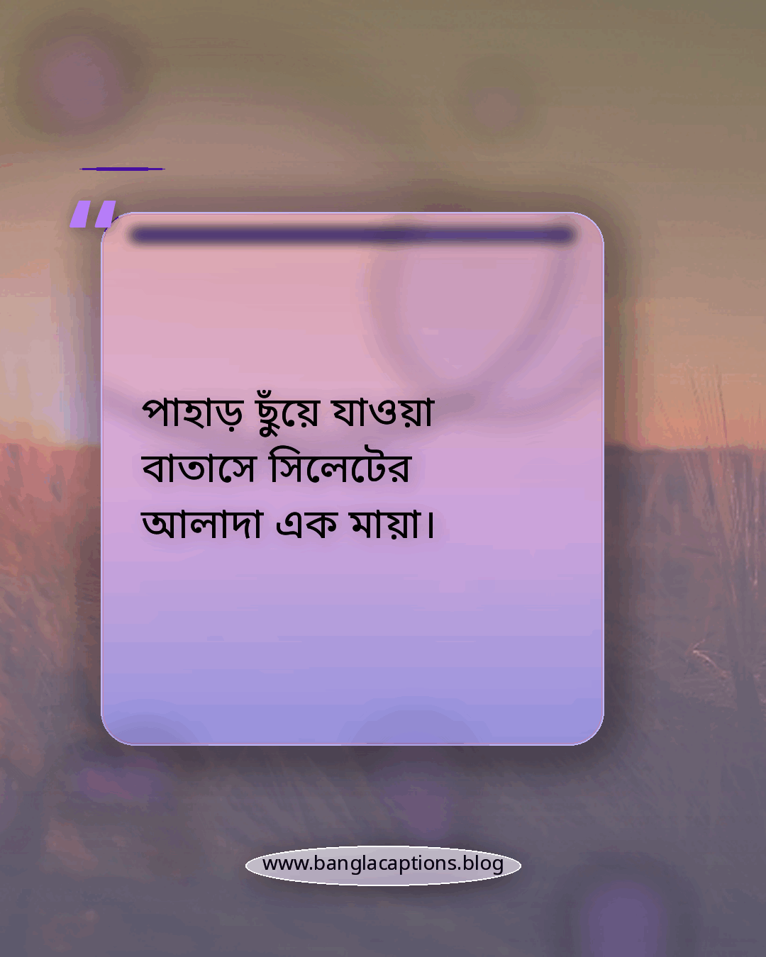 পাহাড় ছুঁয়ে যাওয়া বাতাসে সিলেটের আলাদা এক মায়া। - সিলেটের সৌন্দর্য নিয়ে ক্যাপশন
